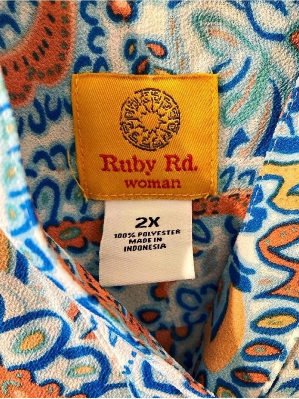 Ruby Rd. Brand Colorful Paisley Button-Front Blouse - Picture 4 of 6